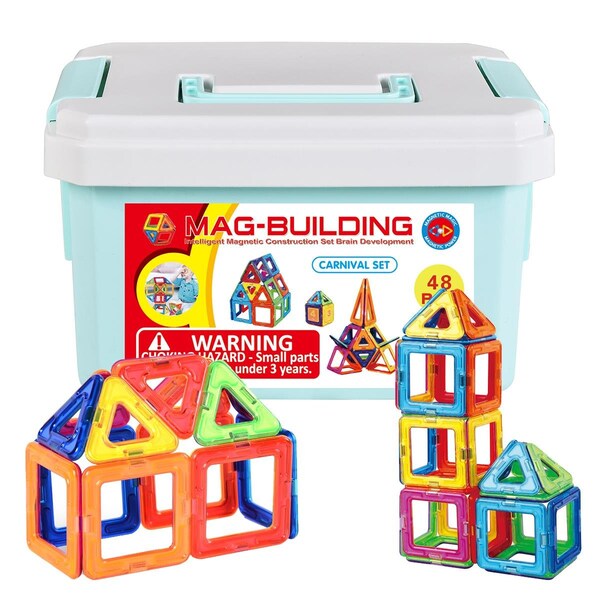 Zunammy Kids Magnetic Building Blocks Tile Set - 48 Piece FS1067 - main